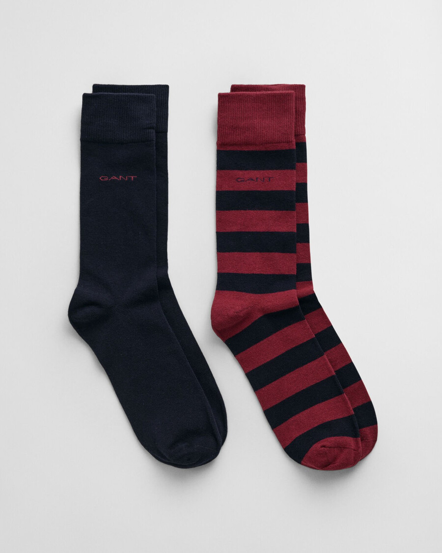 pack de 2 calcetines de rayas y lisos - plumped red
