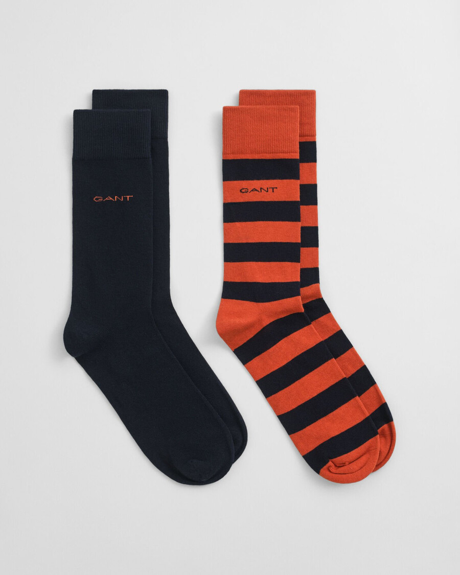 pack de 2 calcetines de rayas y lisos - naranja intenso