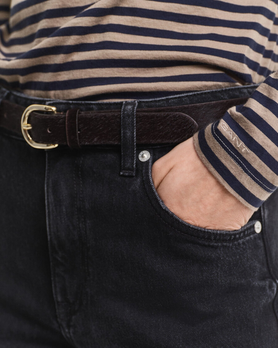top ligero de cuello alto de algodón a rayas - beige topo