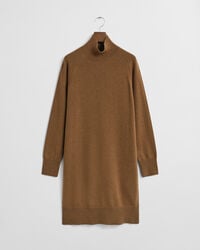 vestido de punto de lana de cordero superfina - caqui cálido