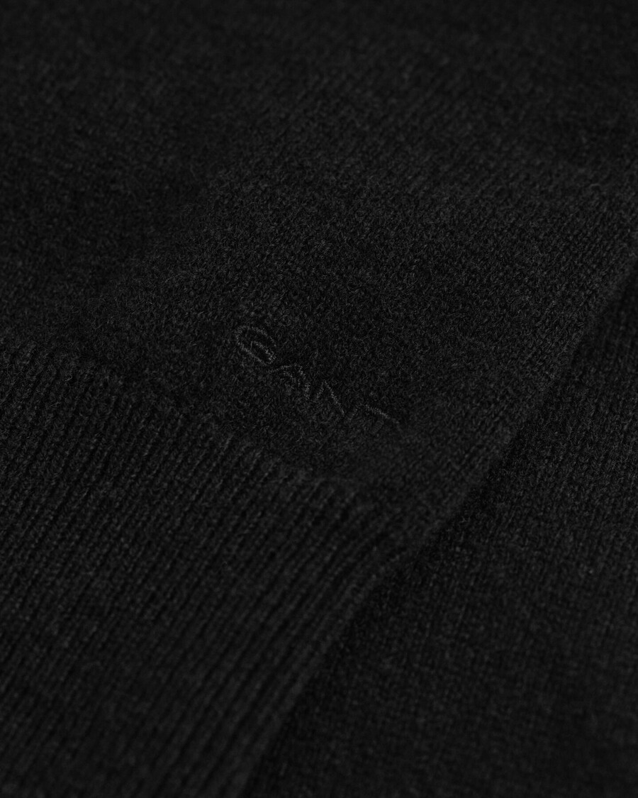 suéter de cuello redondo de lana de cordero superfina - negro