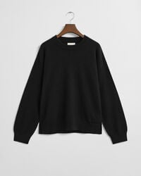 suéter de cuello redondo de lana de cordero superfina - negro