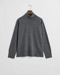 suéter de cuello alto de lana de cordero superfina - mezcla de carbón