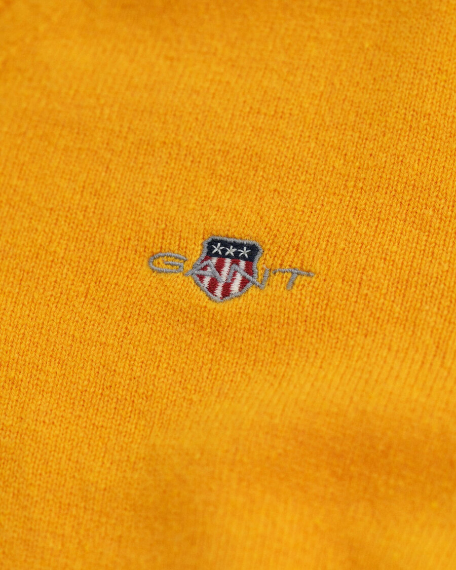 suéter de cuello en v de lana de cordero superfina - liquen amarillo