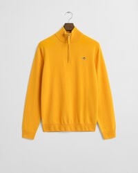 suéter de lana de cordero superfina con media cremallera - liquen amarillo