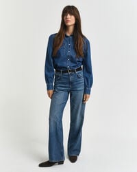 vaqueros de corte relajado - azul medio desgastado