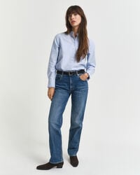 vaqueros elásticos de pierna recta - azul medio desgastado