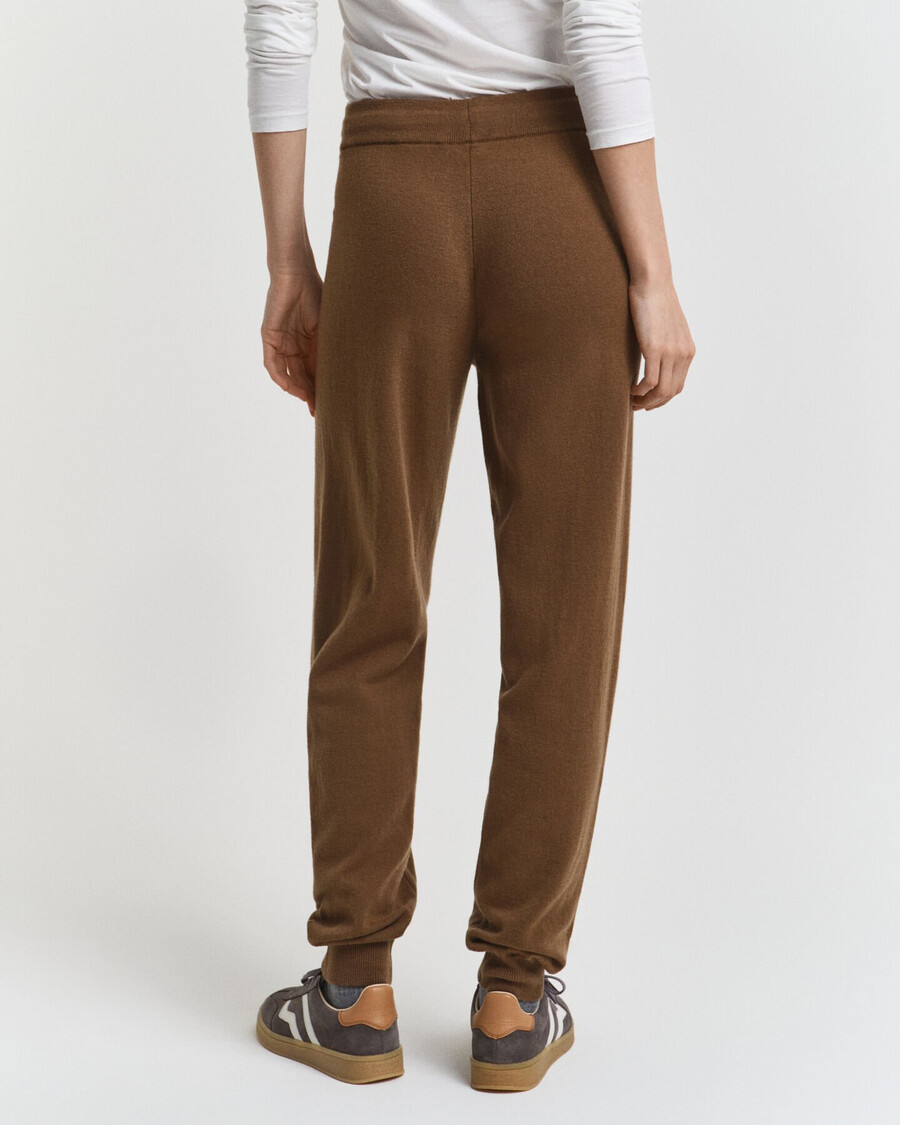pantalones de punto de lana de cordero superfina - caqui cálido