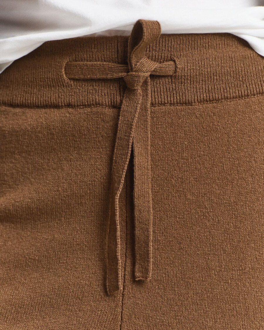 pantalones de punto de lana de cordero superfina - caqui cálido