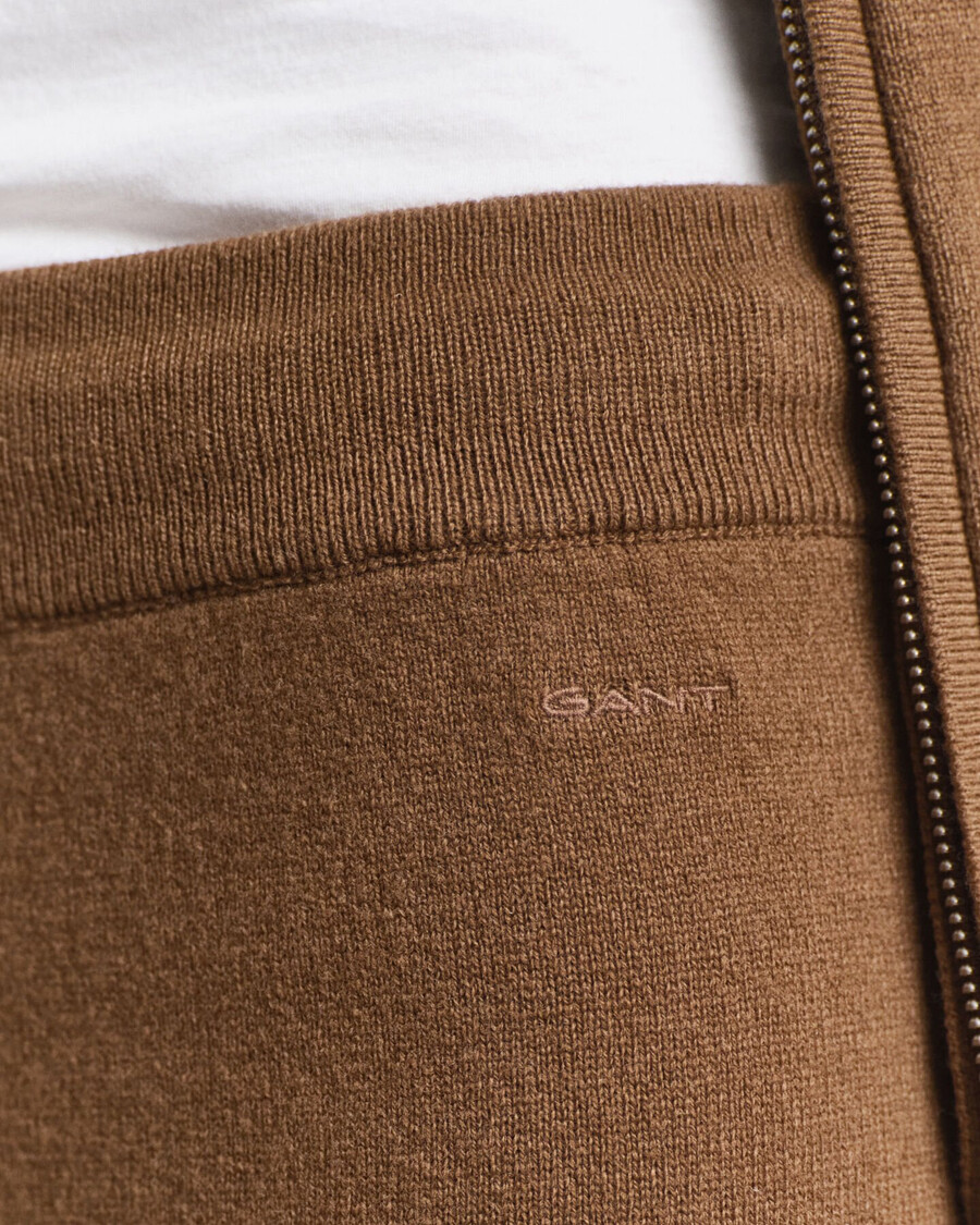 pantalones de punto de lana de cordero superfina - caqui cálido