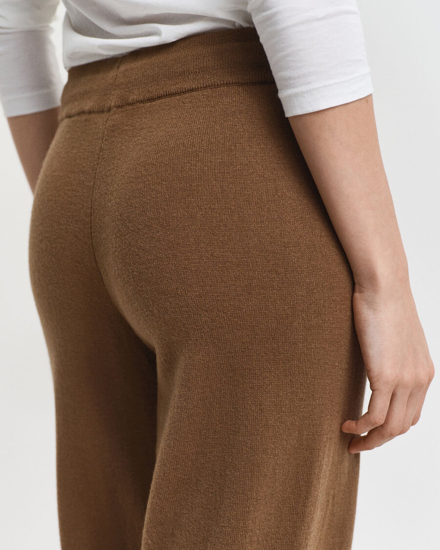 pantalones de punto de lana de cordero superfina - caqui cálido