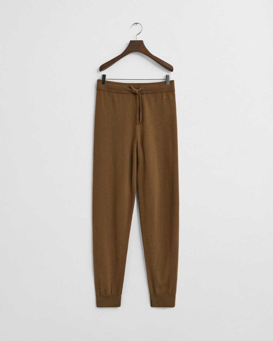 pantalones de punto de lana de cordero superfina - caqui cálido