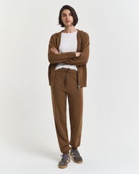 pantalones de punto de lana de cordero superfina - caqui cálido