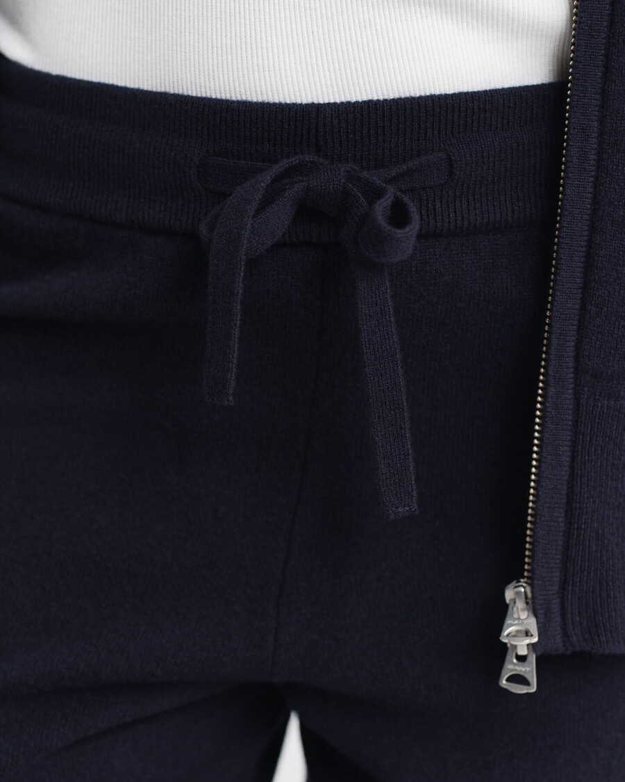 pantalones de punto de lana de cordero superfina - azul noche