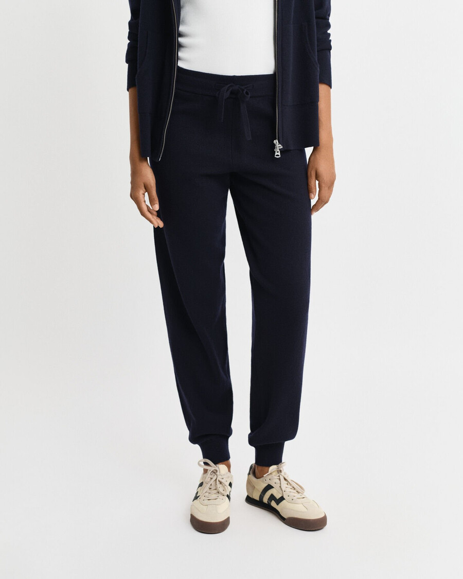 pantalones de punto de lana de cordero superfina - azul noche