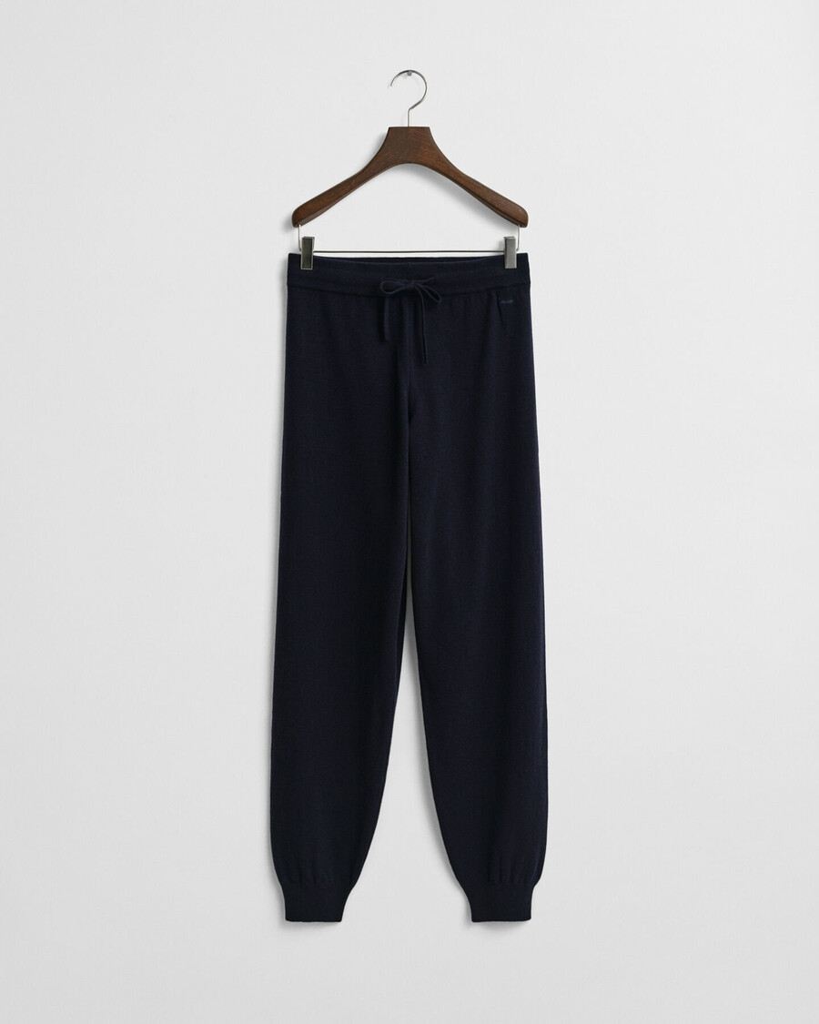 pantalones de punto de lana de cordero superfina - azul noche
