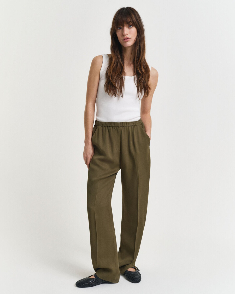 pantalones fluidos - verde musgo