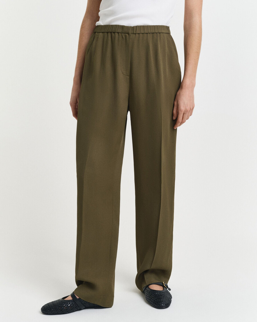 pantalones fluidos - verde musgo