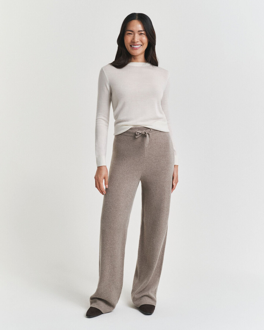 pantalones de lana de punto - beige topo