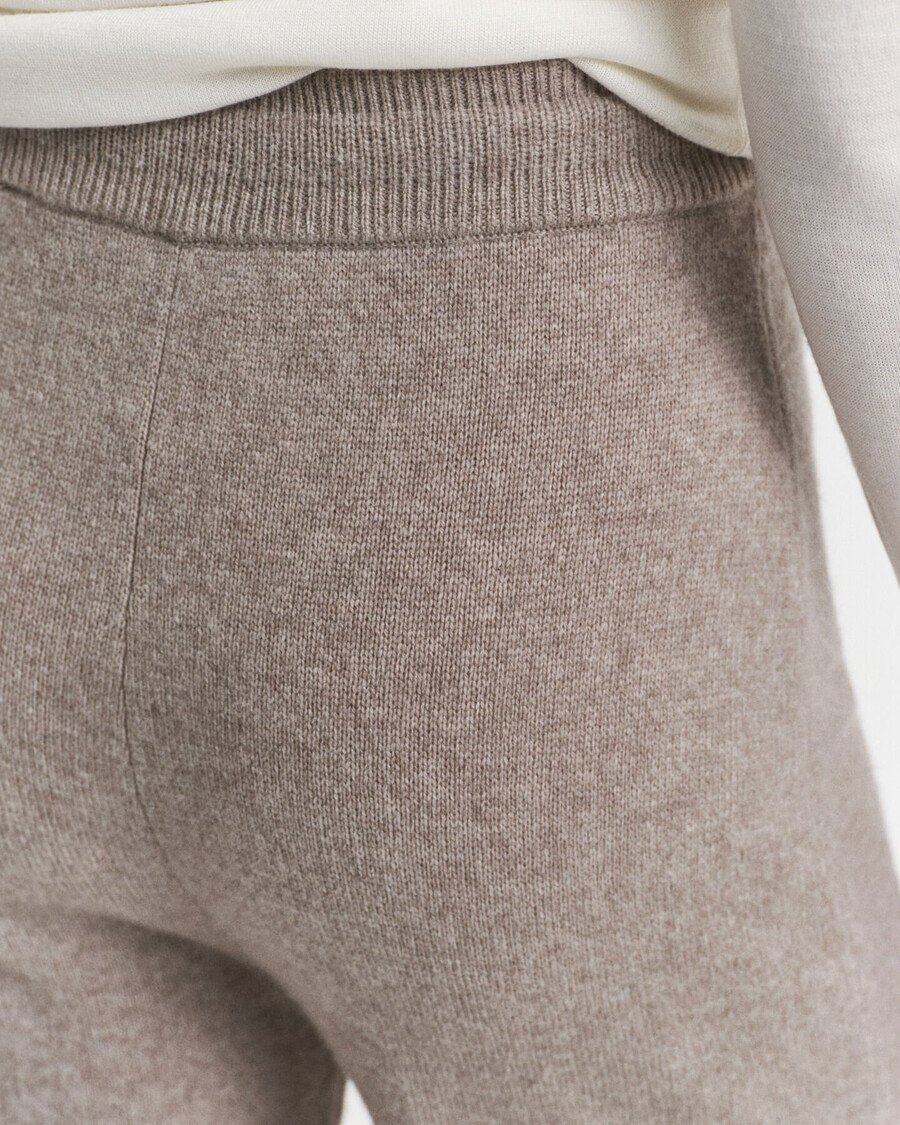 pantalones de lana de punto - beige topo