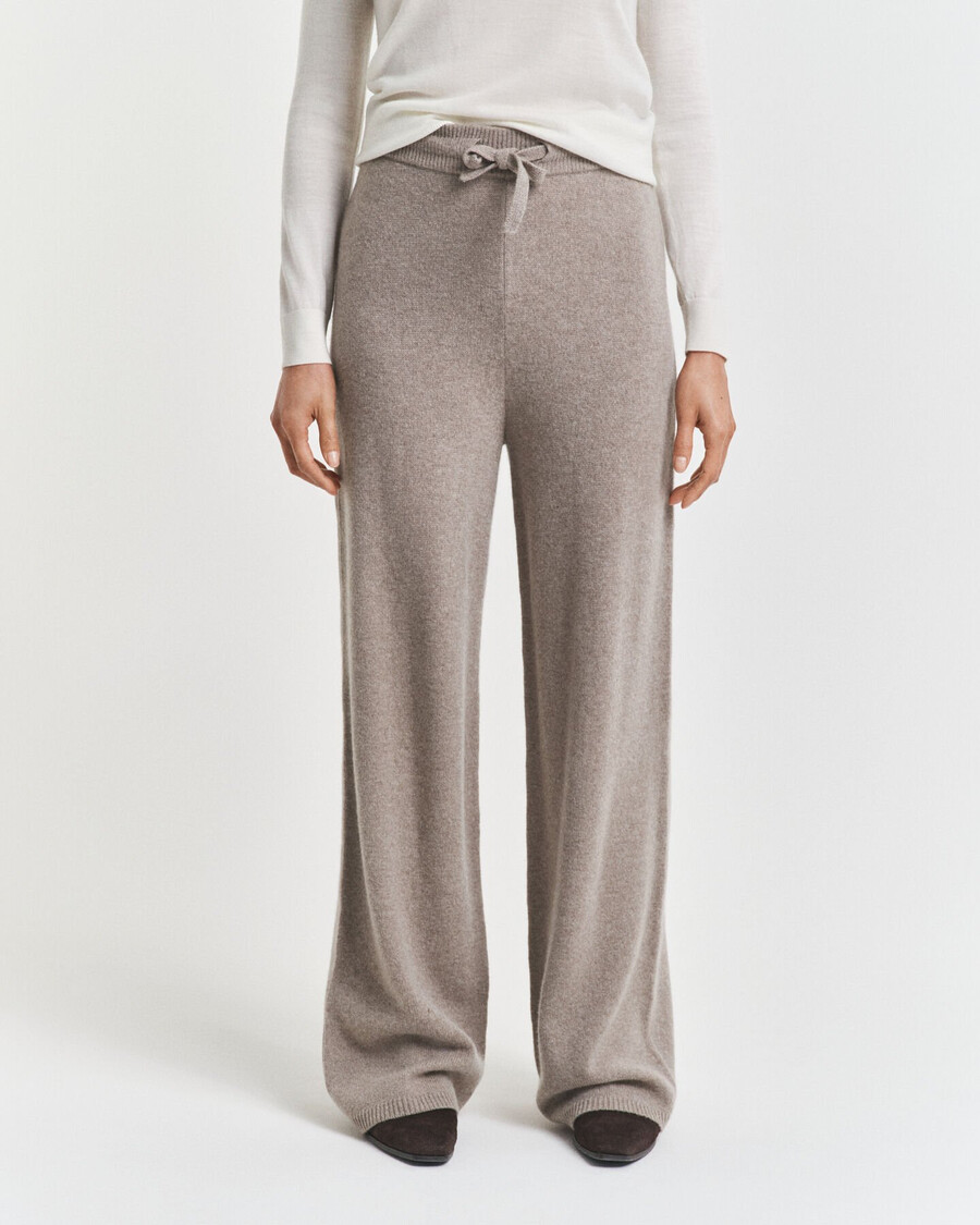 pantalones de lana de punto - beige topo