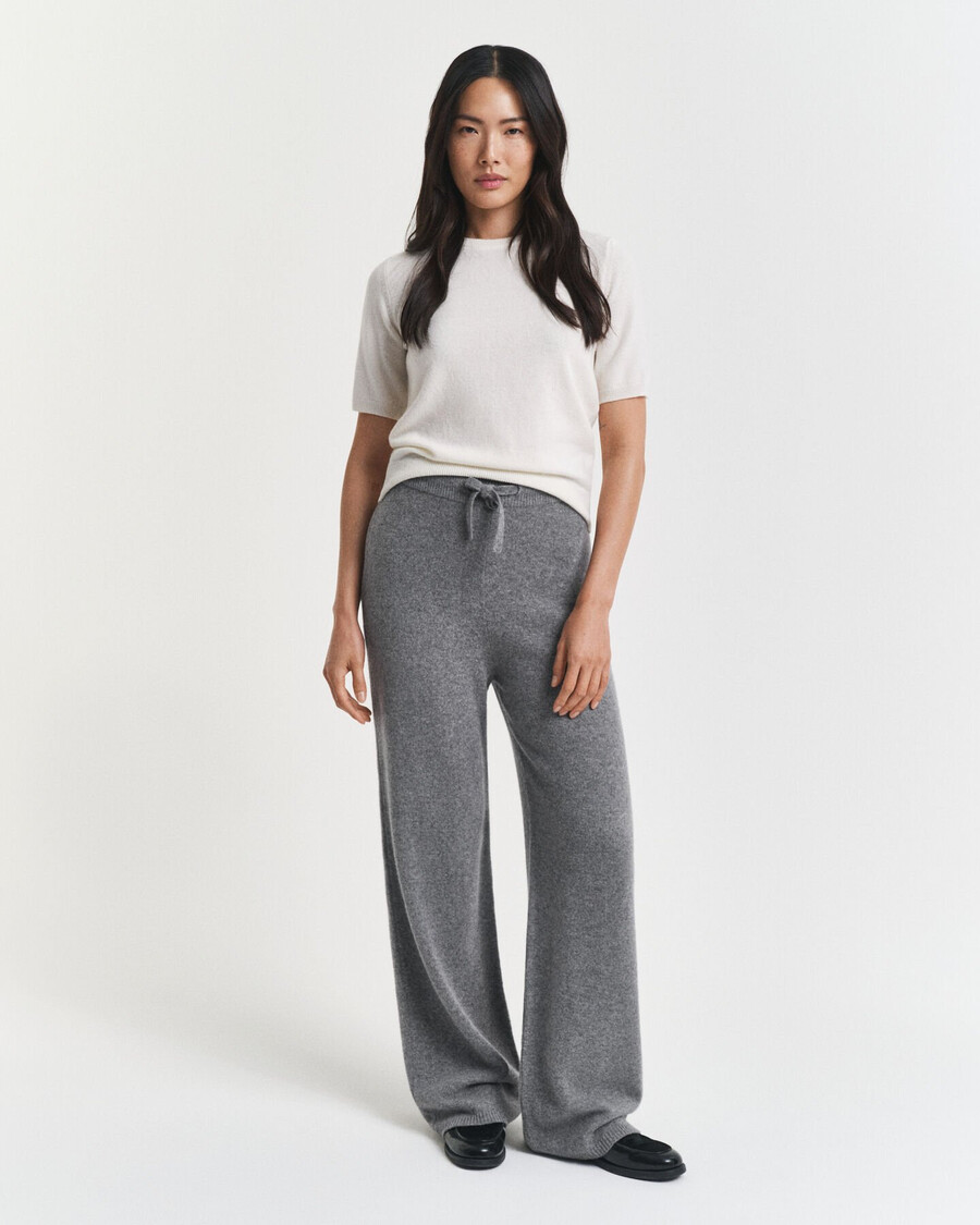 pantalones de lana de punto - charcoal melange