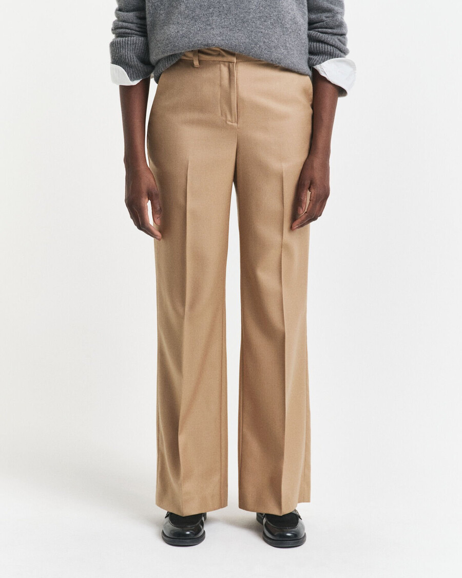 pantalones de mezcla de lana a medida - caqui cálido