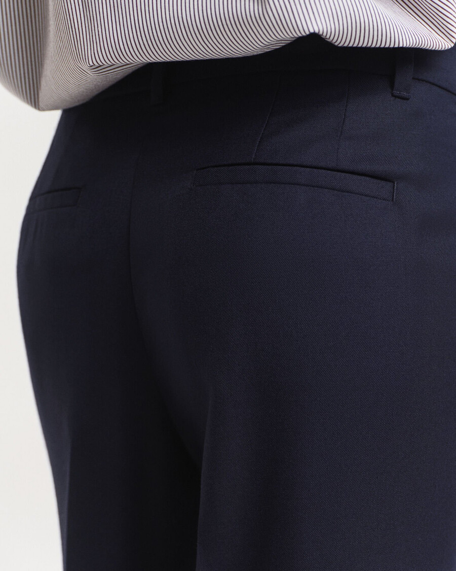 pantalones de mezcla de lana a medida - azul noche