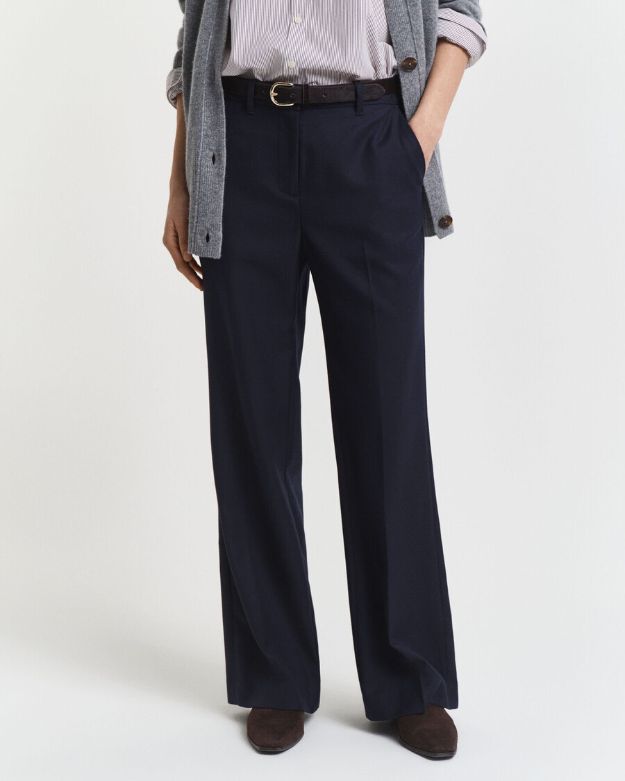 pantalones de mezcla de lana a medida - azul noche