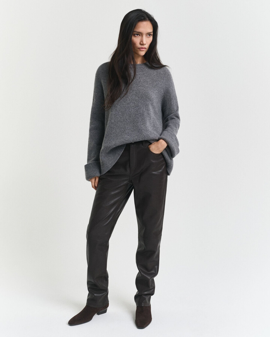 pantalones de cuero de 5 bolsillos - marrón oscuro