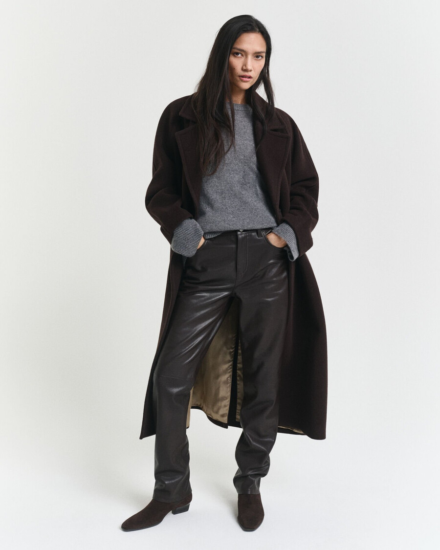 pantalones de cuero de 5 bolsillos - marrón oscuro