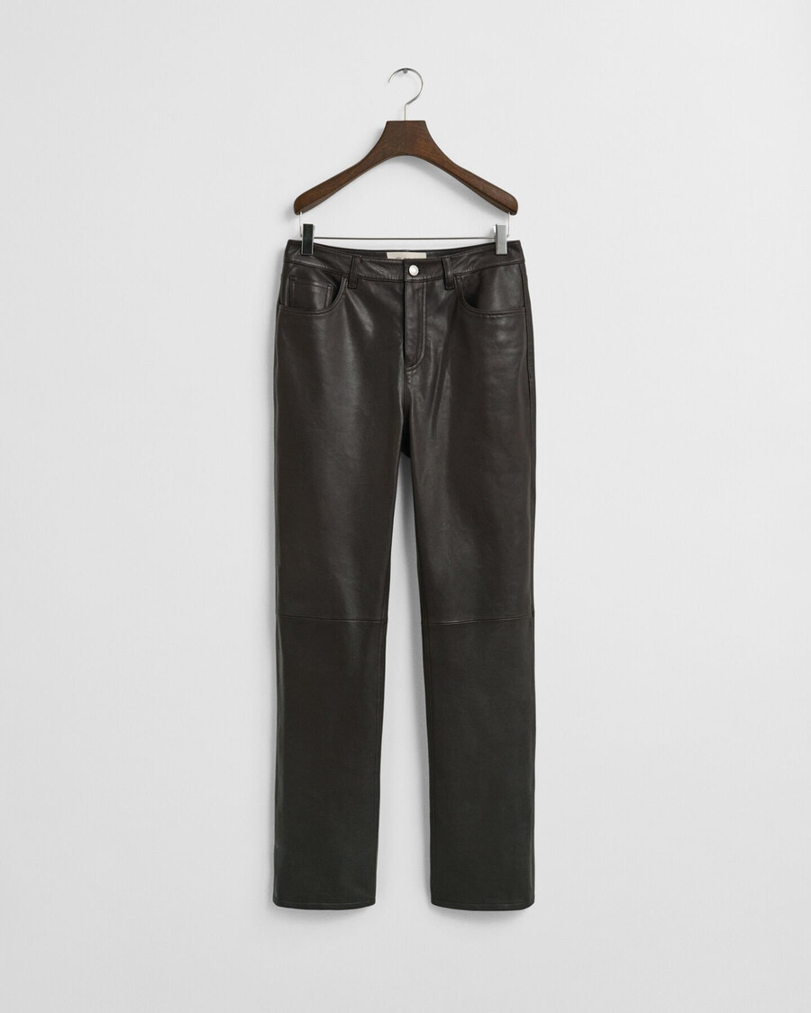 pantalones de cuero de 5 bolsillos - marrón oscuro