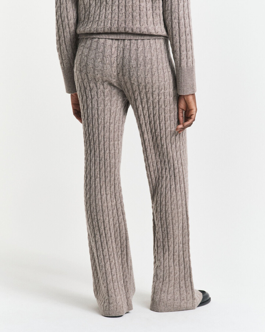 pantalones de lana de punto trenzado - beige topo