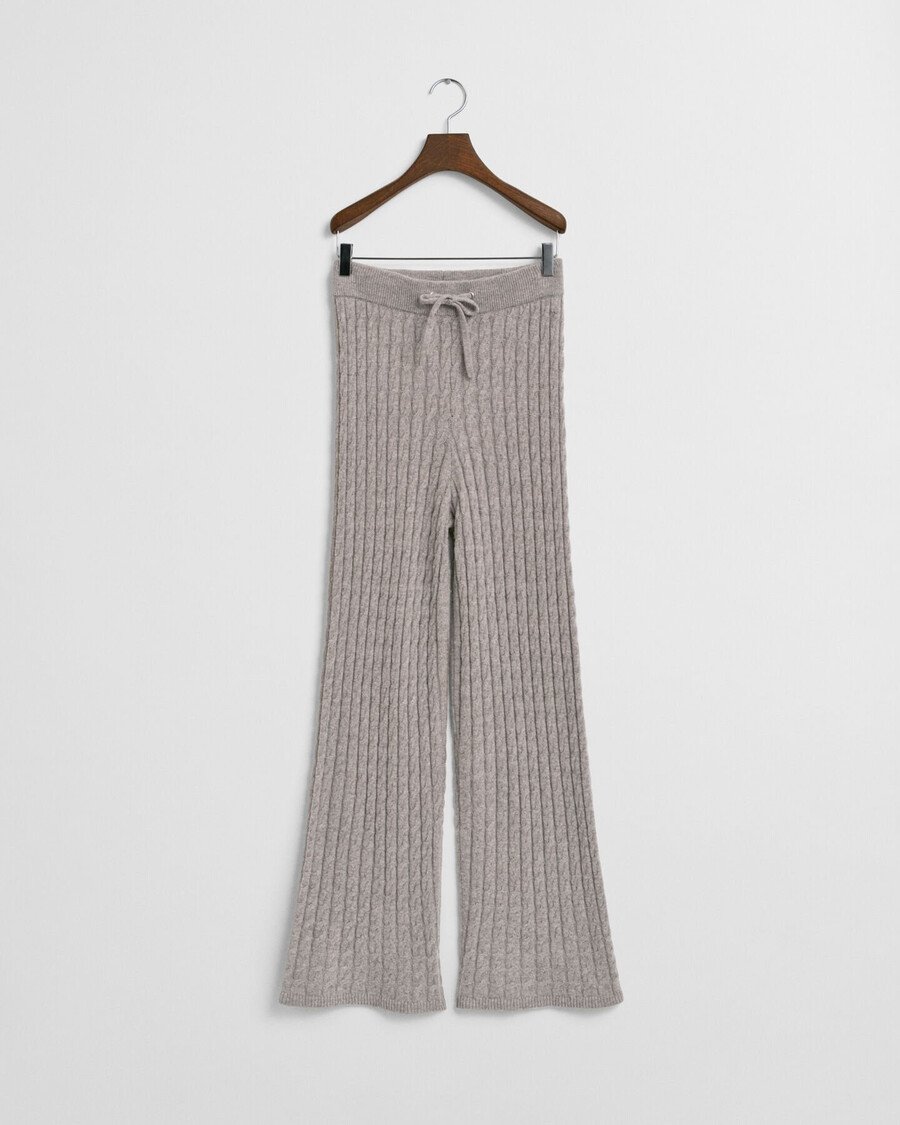 pantalones de lana de punto trenzado - beige topo