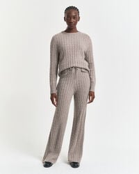pantalones de lana de punto trenzado - beige topo