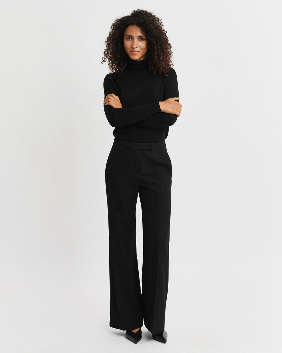 pantalones de esmoquin acampanados de mezcla de lana - negro