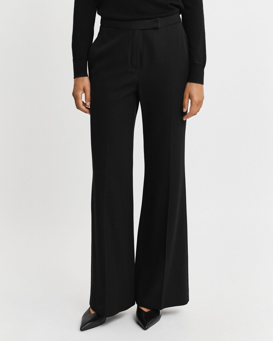 pantalones de esmoquin acampanados de mezcla de lana - negro
