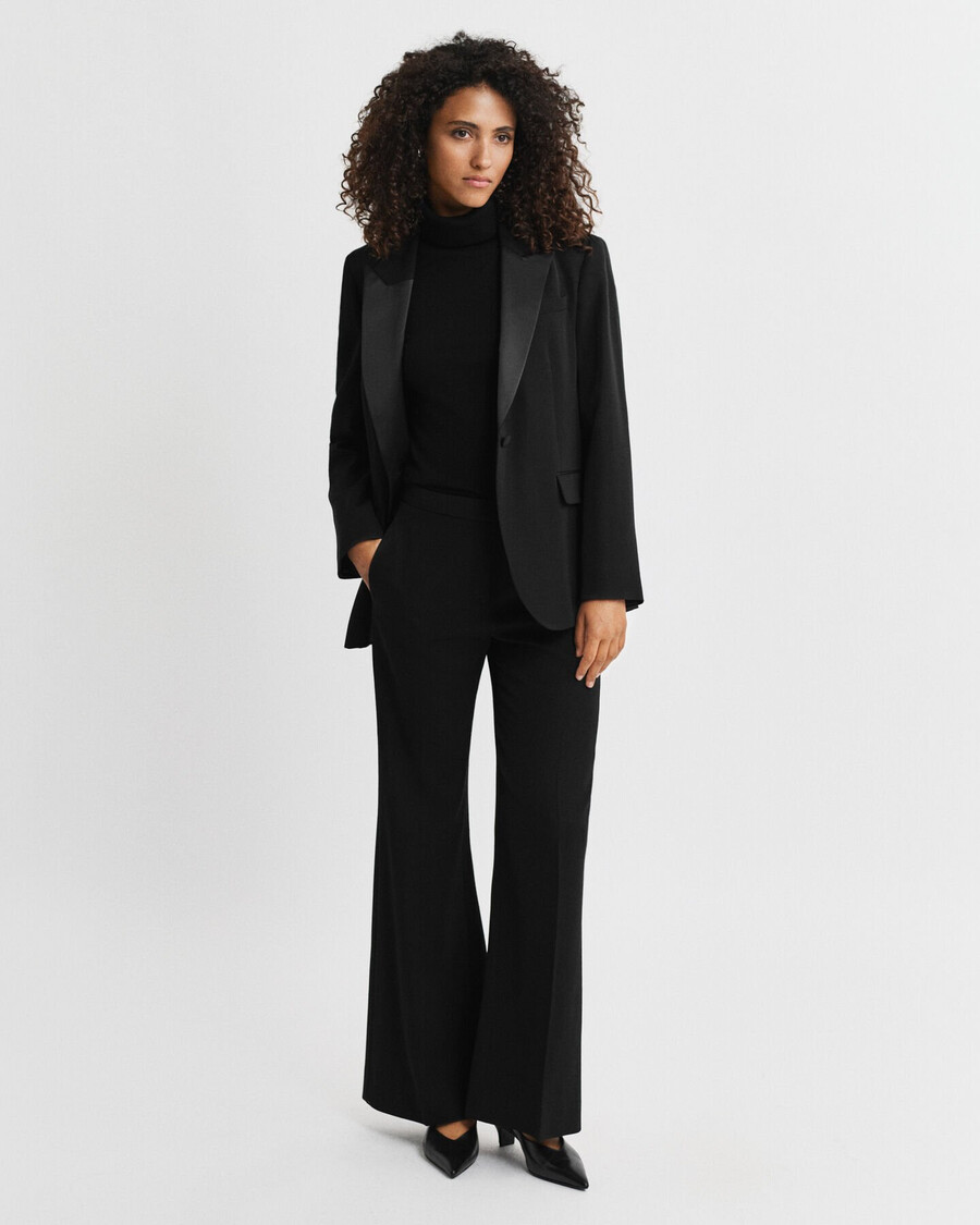 pantalones de esmoquin acampanados de mezcla de lana - negro