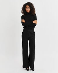 pantalones de esmoquin acampanados de mezcla de lana - negro