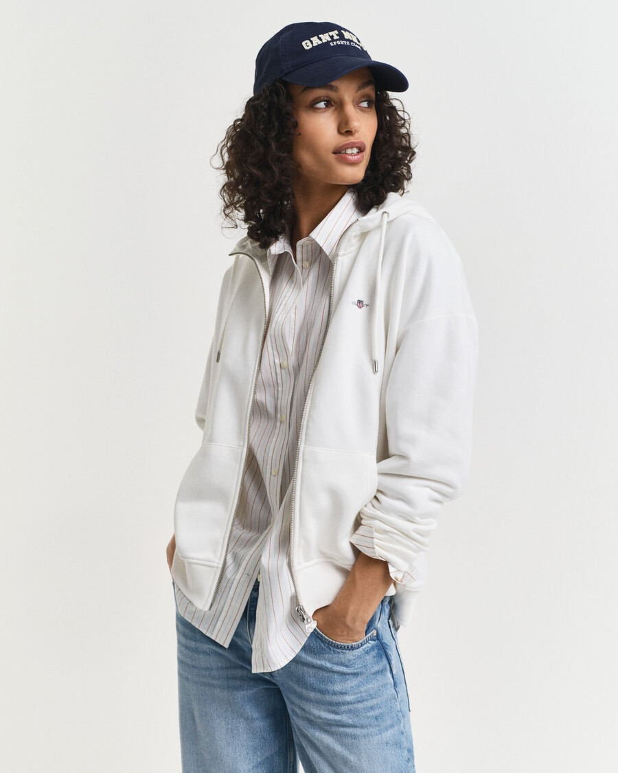 sudadera con capucha y cremallera shield - cáscara de huevo