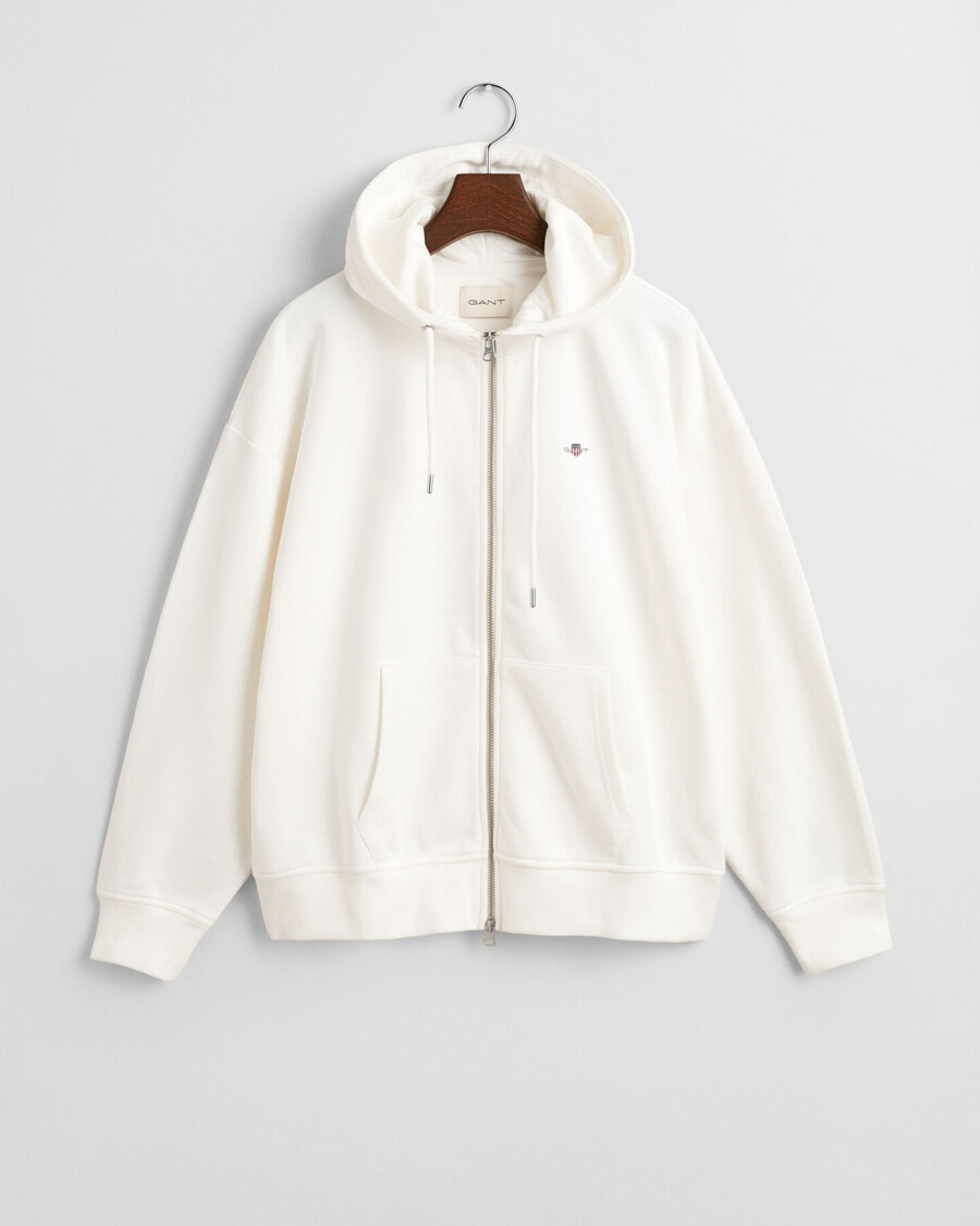 sudadera con capucha y cremallera shield - cáscara de huevo