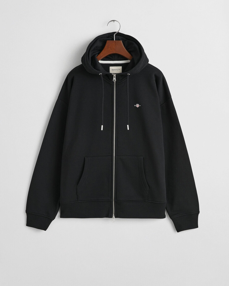 sudadera con capucha y cremallera shield - negra