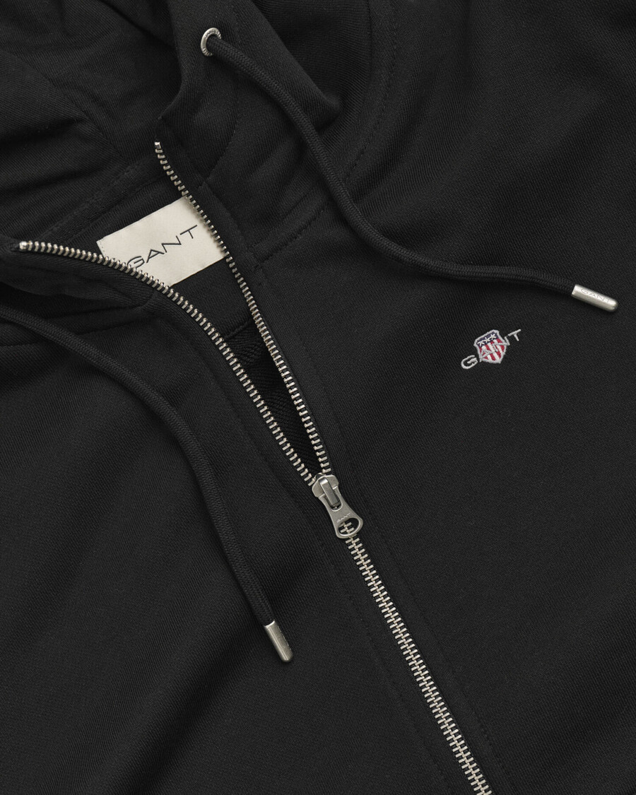 sudadera con capucha y cremallera shield - negra