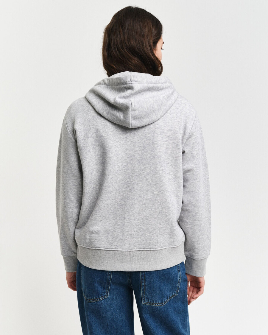 sudadera con capucha y cremallera shield - gris claro melange