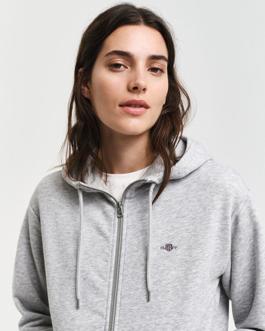 sudadera con capucha y cremallera shield - gris claro melange