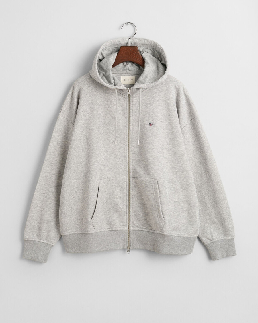 sudadera con capucha y cremallera shield - gris claro melange