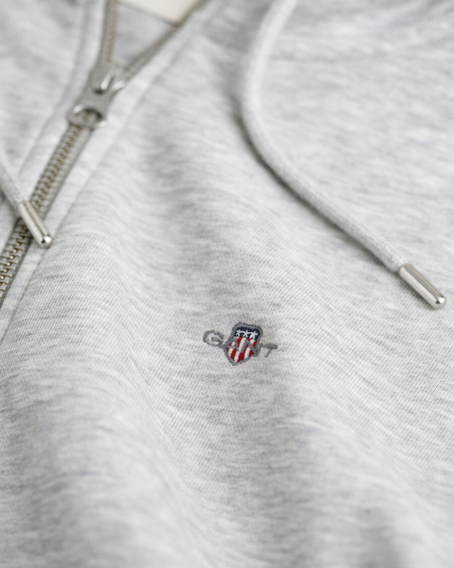 sudadera con capucha y cremallera shield - gris claro melange