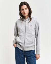 sudadera con capucha y cremallera shield - gris claro melange