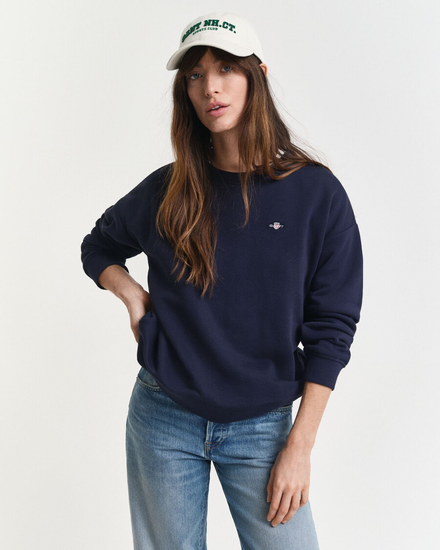 sudadera de cuello redondo shield - azul noche