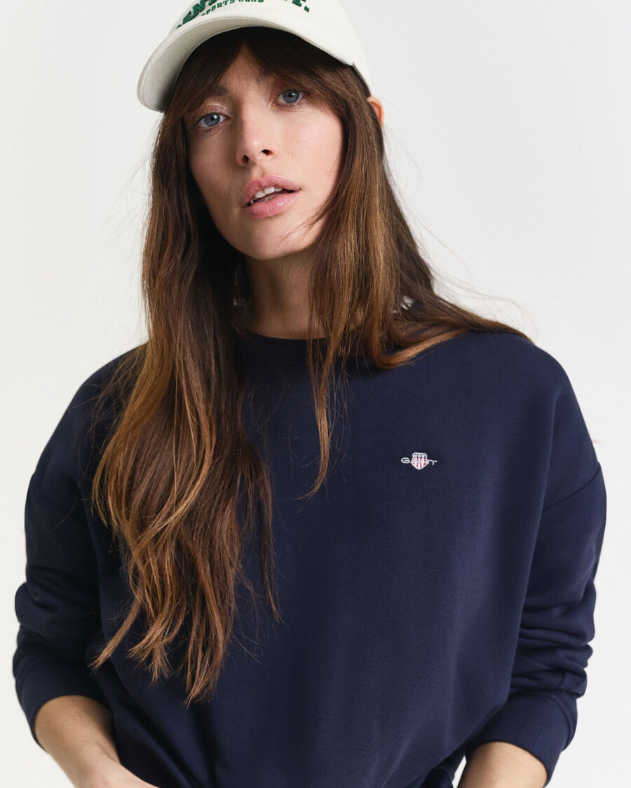 sudadera de cuello redondo shield - azul noche